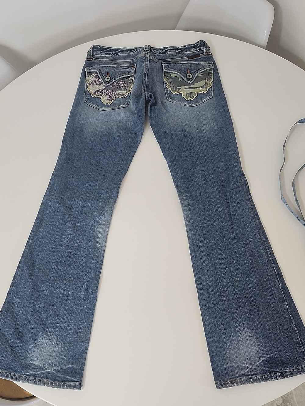 Miss Me Blue Flare Jeans with Camo Pockets